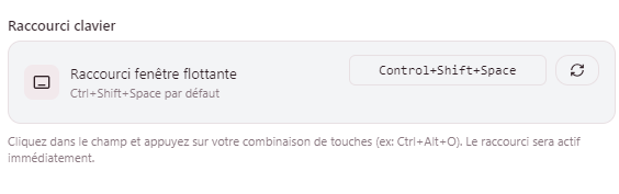 Global shortcut configuration