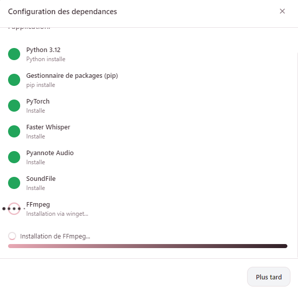 Automatic dependency installation progress